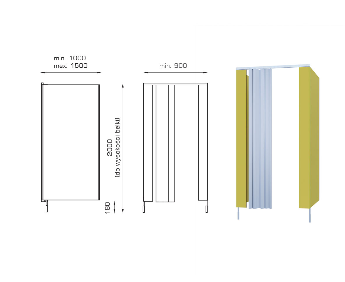Wymiary ścianek natryskowych Alsanit
